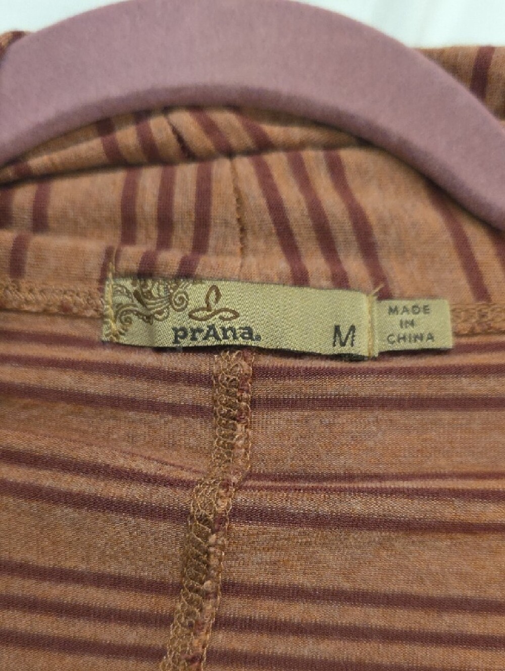 prAna Foundation Wrap Cardigan M Pebble Grey Stripe Open Front Modal Pockets - Picture 3 of 9